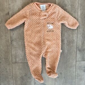 Little & Loved Boutique Fleece Sleeper Footies Sheep/Hello World baby 0-3 months